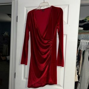Shein Red Velour Material Dress - large szie